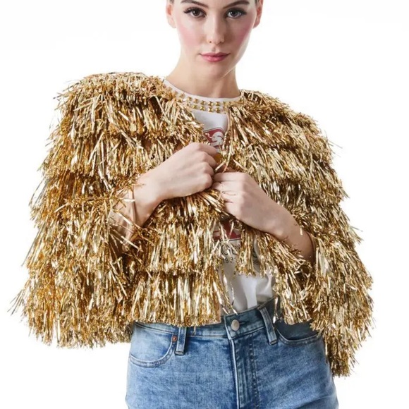 Alice + Olivia Jackets & Coats Alice Olivia Fawn Fringe Tinsel